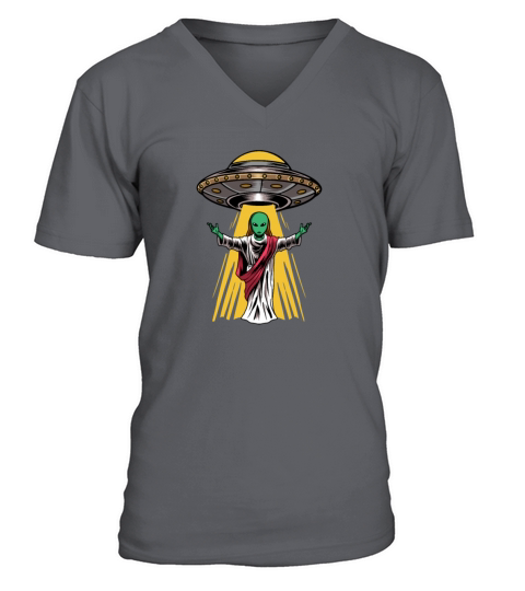 Christian Christianity Alien Jesus V-Neck T-shirt