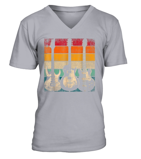 Cool Guitar Players Vintage Acoustic Guitarist V-Neck T-shirt