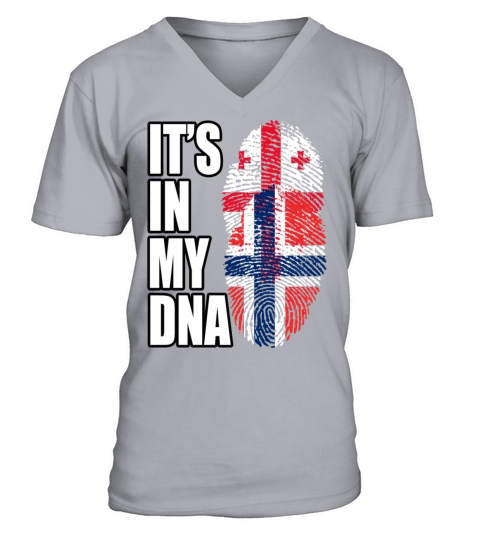 Georgian And Norwegian Mix Heritage DNA Flag V-Neck T-shirt