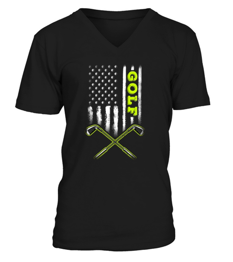 Golf American USA Flag - Patriotic Golfer Golfing V-Neck T-shirt
