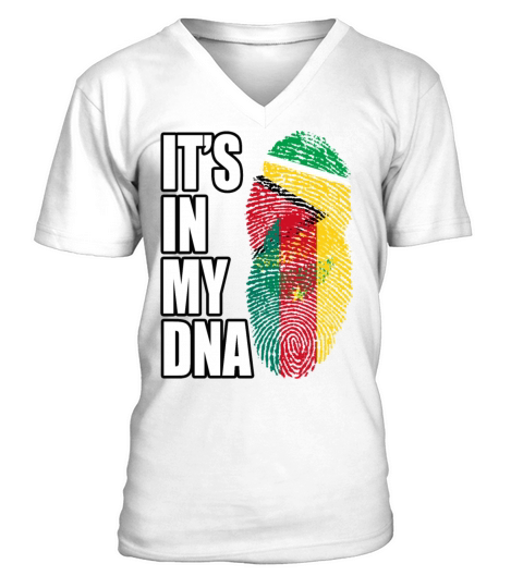Guyanese And Cameroonian Mix Heritage DNA Flag V-Neck T-shirt