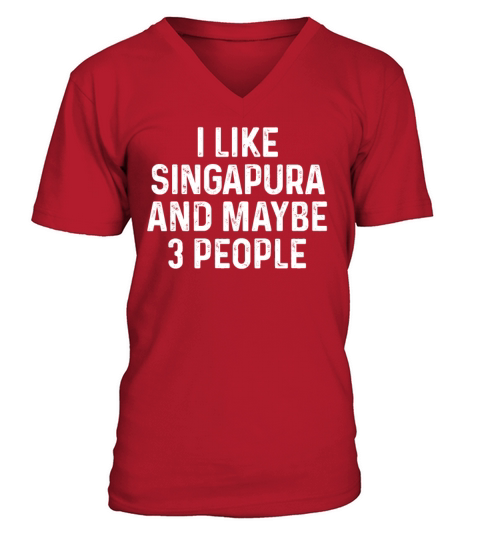 I Like Singapura And Maybe 3 People Funny Cat V-Neck T-shirt