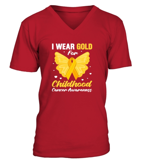 I Wear Gold For Childhood Cancer Awareness V-Neck T-shirt