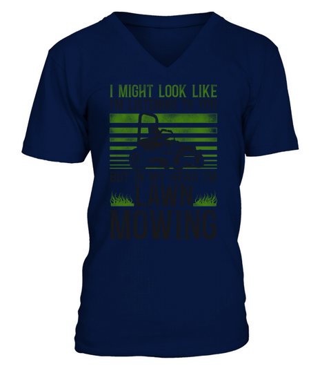 Lawn Mower Mowing Dad Father V-Neck T-shirt