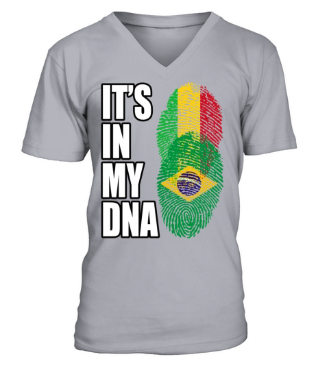 Malian And Brazilian Mix Heritage DNA Flag V-Neck T-shirt