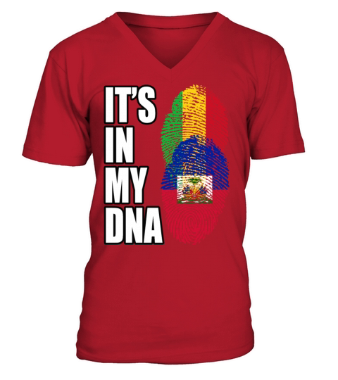 Malian And Haitian Mix Heritage DNA Flag V-Neck T-shirt