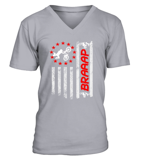 Motocross Dirt Bike Vintage USA American Flag Tee V-Neck T-shirt