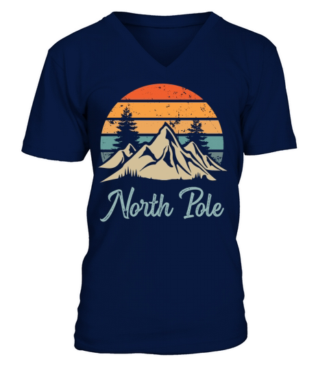 North Pole Retro Vintage Mountain Sunset Outdoors V-Neck T-shirt