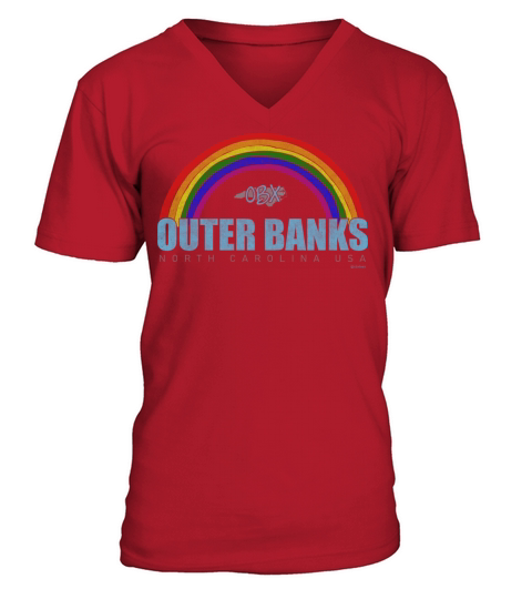 Rainbow Outer Banks OBX North Carolina USA Vintage V-Neck T-shirt