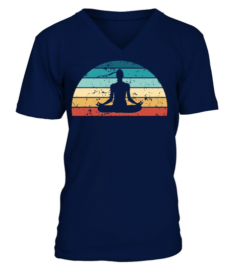 Retro Yoga Sunset Vintage meditation Sunrise V-Neck T-shirt