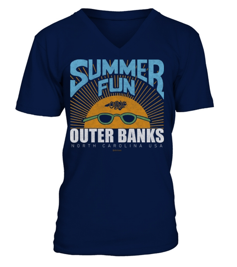 Summer Fun OBX Outer Banks North Carolina Vintage V-Neck T-shirt