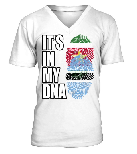 Surinamese And Botswanan Vintage Heritage DNA Flag V-Neck T-shirt