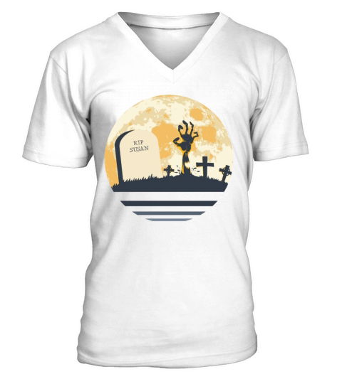 SUSAN Grave Tombstone Halloween Zombie Spooky V-Neck T-shirt
