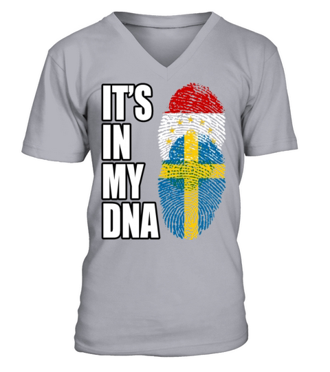 Tajikistani And Swedish Vintage Heritage DNA Flag V-Neck T-shirt