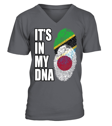 Tanzanian And Japanese Vintage Heritage DNA Flag V-Neck T-shirt