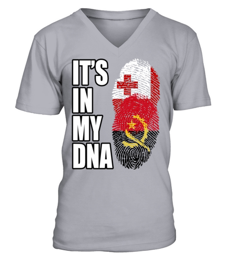 Tongan And Angolan Mix Heritage DNA Flag V-Neck T-shirt
