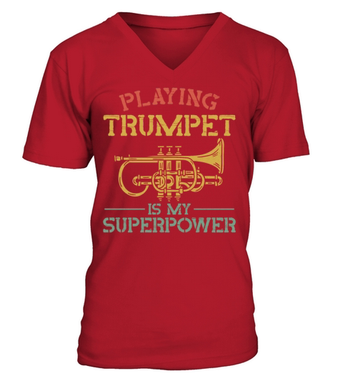 Trumpet Player Vintage Playing V-Neck T-shirt