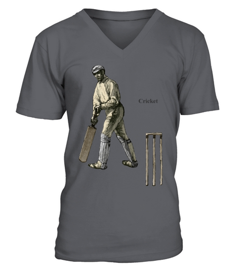Vintage Cricket Player with a Bat and Wicket V-Neck T-shirt