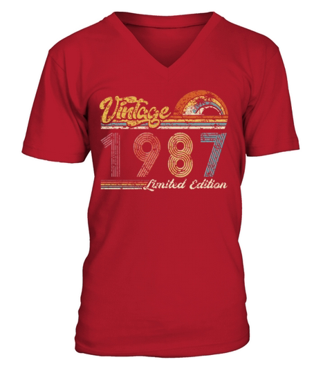 Vintage "Limited Edition" Vintage 1987 Birthday V-Neck T-shirt