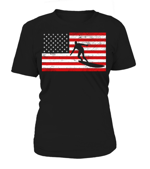Surfing and USA Flag Women's T-Shirt