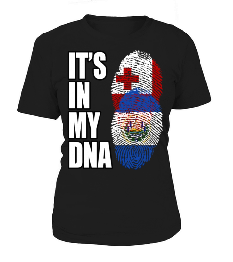Tongan And Salvadoran Mix Heritage DNA Flag Women's T-Shirt