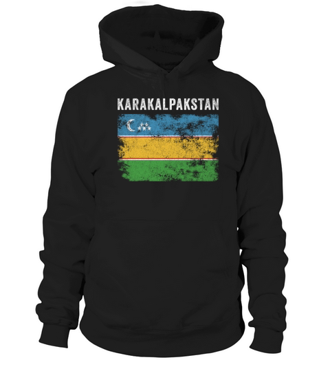 Karakalpakstan Flag Distressed Hoodie Unisex