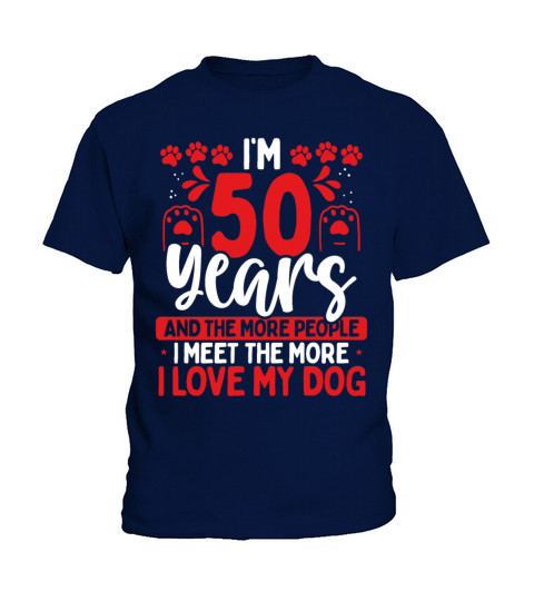 50 Year Old Dog Dad Dog 50th Birthday Pet Lover Kids T-Shirt