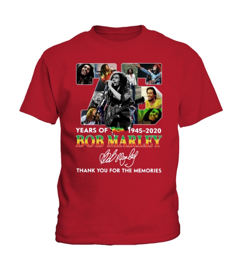 75 Years Of Bob Marley Thank You For The Memories Signature shirt Kids T-Shirt
