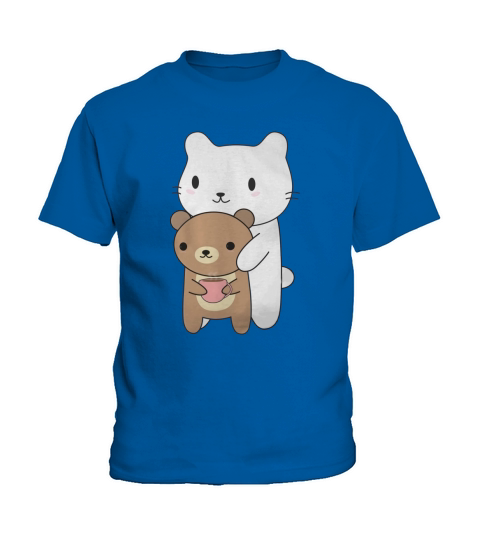 Cute Cat and Brown Bear TShirt_1025217_1_white shirts Kids T-Shirt