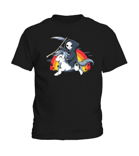 Death Is Magic - Unicorn Grim Reaper Rainbow Kids T-Shirt