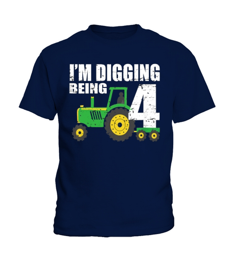Kids 4 Year Old Tractor Birthday Shirt 4th Birthday Shirt Boy Kids T-Shirt
