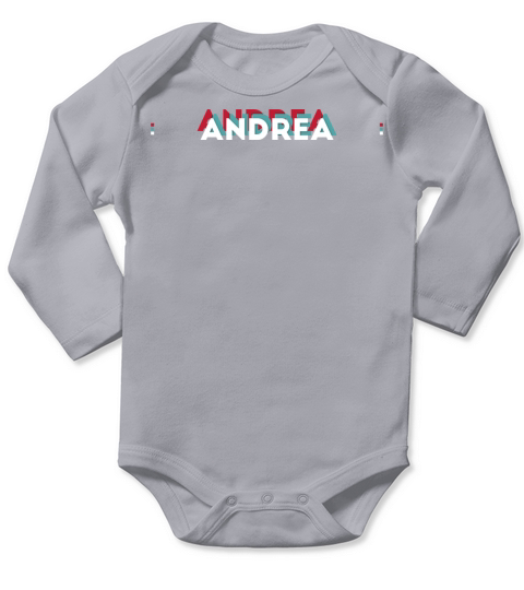 Andrea Name - Funny Name Andrea 80s theme Long Sleeve Baby One-Piece
