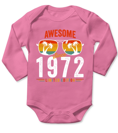 Awesome Since 1972 Birthday Retro Vintage 50 51 Ye Long Sleeve Baby One-Piece