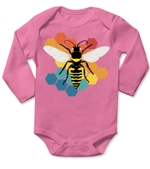 Bee Honeybee Honeycomb Beekeeper Retro Vintage Long Sleeve Baby One-Piece