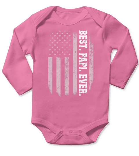 Best Papi Ever Vintage American Flag Fathers Day Gift T-Shirt Long Sleeve Baby One-Piece