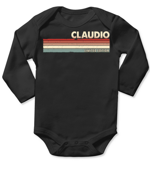 Claudio - Funny Retro Vintage Name 80s 90s Long Sleeve Baby One-Piece