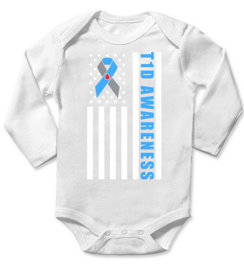 Cure T1D Diabetes Type 1 Awareness Month Long Sleeve Baby One-Piece