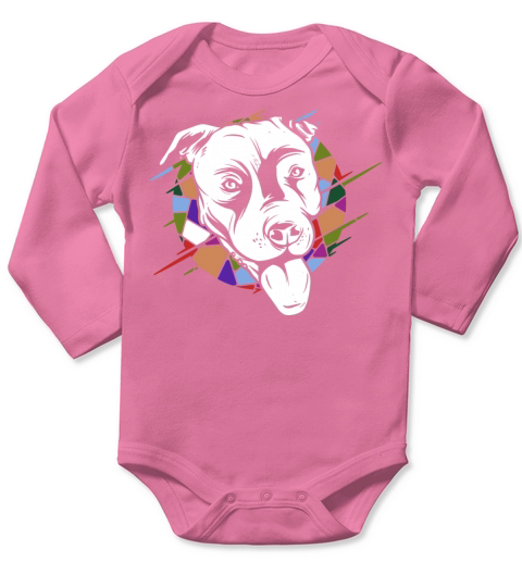 Cute Vintage Retro Pitbull Dog Long Sleeve Baby One-Piece