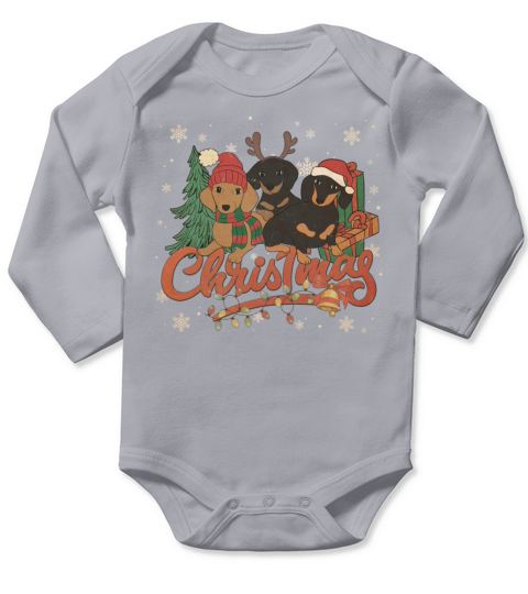 Dachshund Christmas Vintage Dachshund Lover Long Sleeve Baby One-Piece