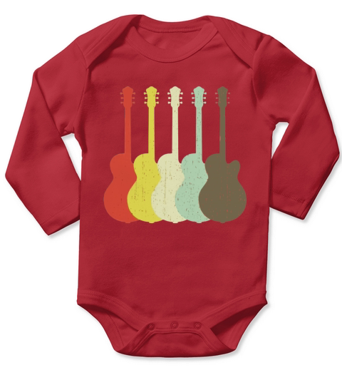 Electric Guitar Retro Vintage Guitarist tshirt Long Sleeve Baby One-Piece