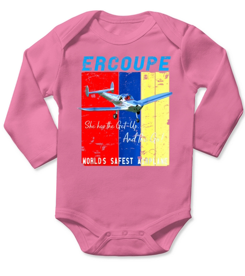Ercoupe Retro Vintage Distressed Airplane Pilot T-Shirt Long Sleeve Baby One-Piece