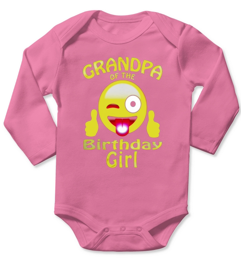 Grandpa Of The Birthday Girl Emoji T Shirt Gifts Cute Party Long Sleeve Baby One-Piece