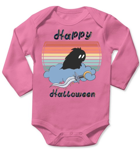 Happy Halloween Funny Ghost Retro Sunset Long Sleeve Baby One-Piece