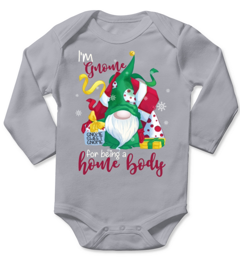 Im Gnome For Being A Home Body Funny Christmas Long Sleeve Baby One-Piece