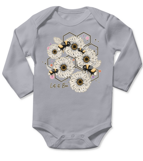 Let It Bee Hand Drawn Sweet Bees Beekeeper Line Long Sleeve Baby One-Piece
