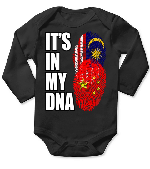 Malaysian And Chinese Mix Heritage DNA Flag Long Sleeve Baby One-Piece