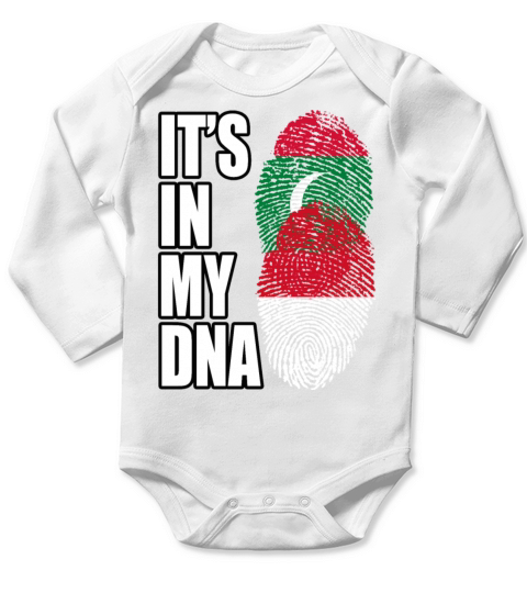 Maldivian And Indonesian Mix Heritage DNA Flag Long Sleeve Baby One-Piece