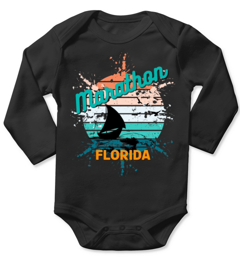 Marathon Florida Retro Vintage Exploding Sunset Long Sleeve Baby One-Piece