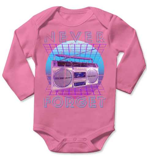 Never Forget Retro 80s 90s Nostalgia Long Sleeve Baby One-Piece