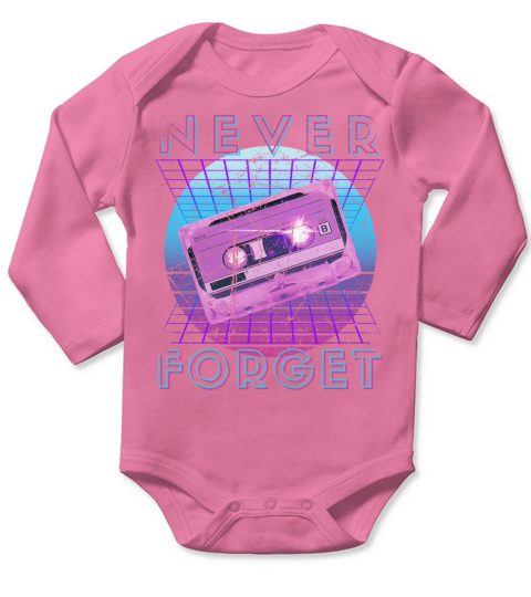 Never Forget Retro 80s 90s Nostalgia Long Sleeve Baby One-Piece